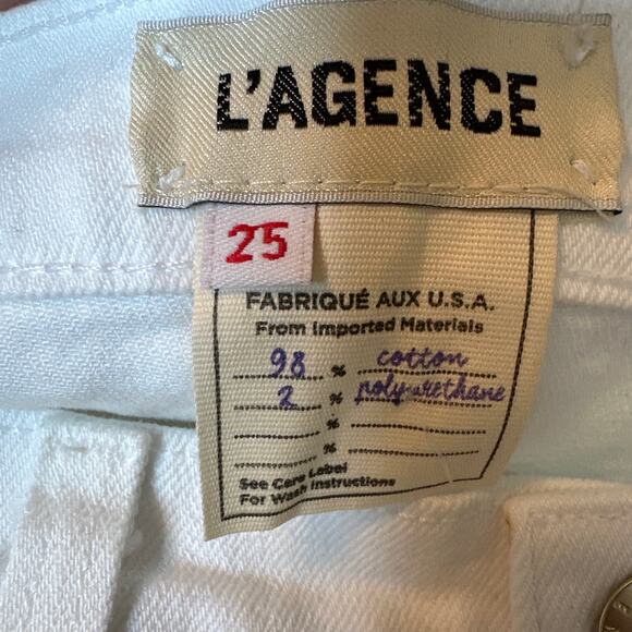 L'AGENCE Audrey Mid Rise White Denim Side Zipper Shorts Size 25 NWT - Picture 4 of 6
